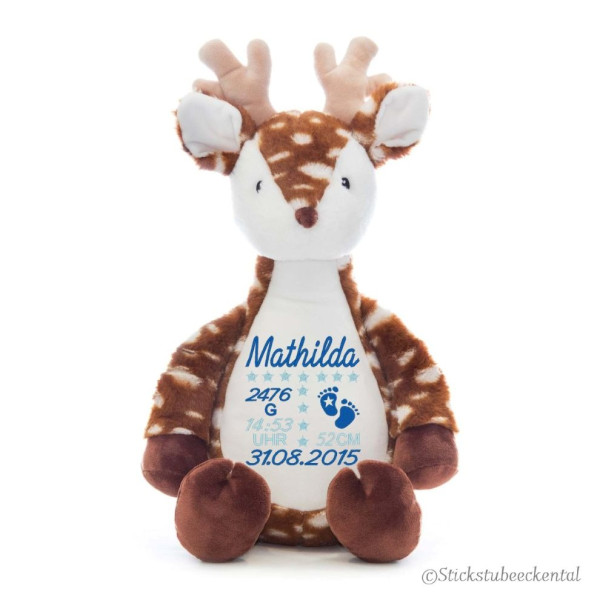 Stofftier Hirsch bestickt mit Namen