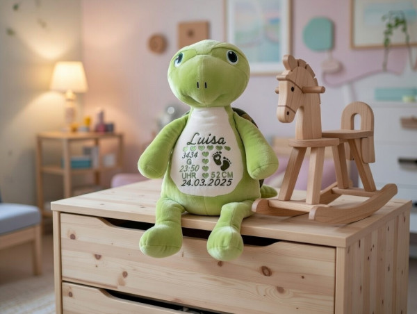 Lieferumfang: Stofftier ohne Dekoration. Bild: "KI-generierter Inhalt."