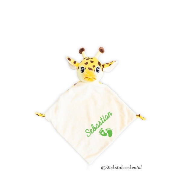 Schnuffeltuch Giraffe mit Schreibschrift