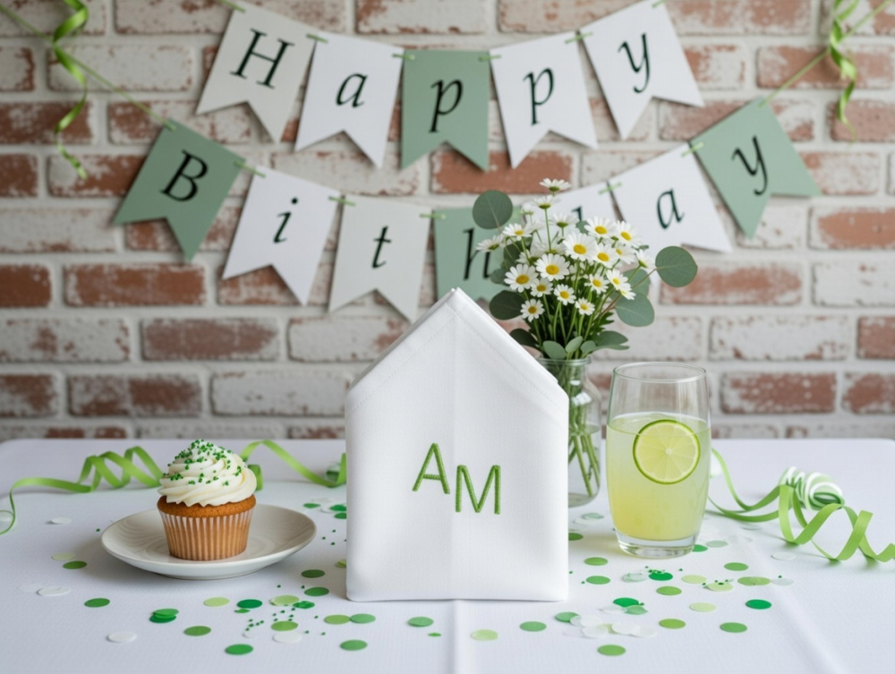 Stoffservietten mit Initialen hellgrün