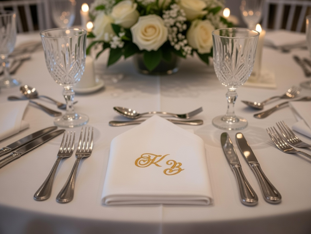 Stoffservietten personalisiert goldene Farbe