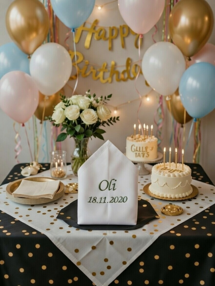 Stoffservietten Name und Datum