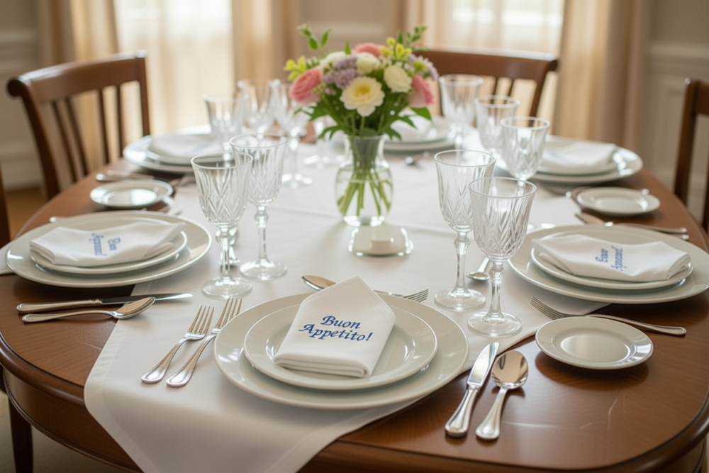 Lieferumfang: Stoffservietten ohne Dekoration. Bild: "KI-generierter Inhalt."