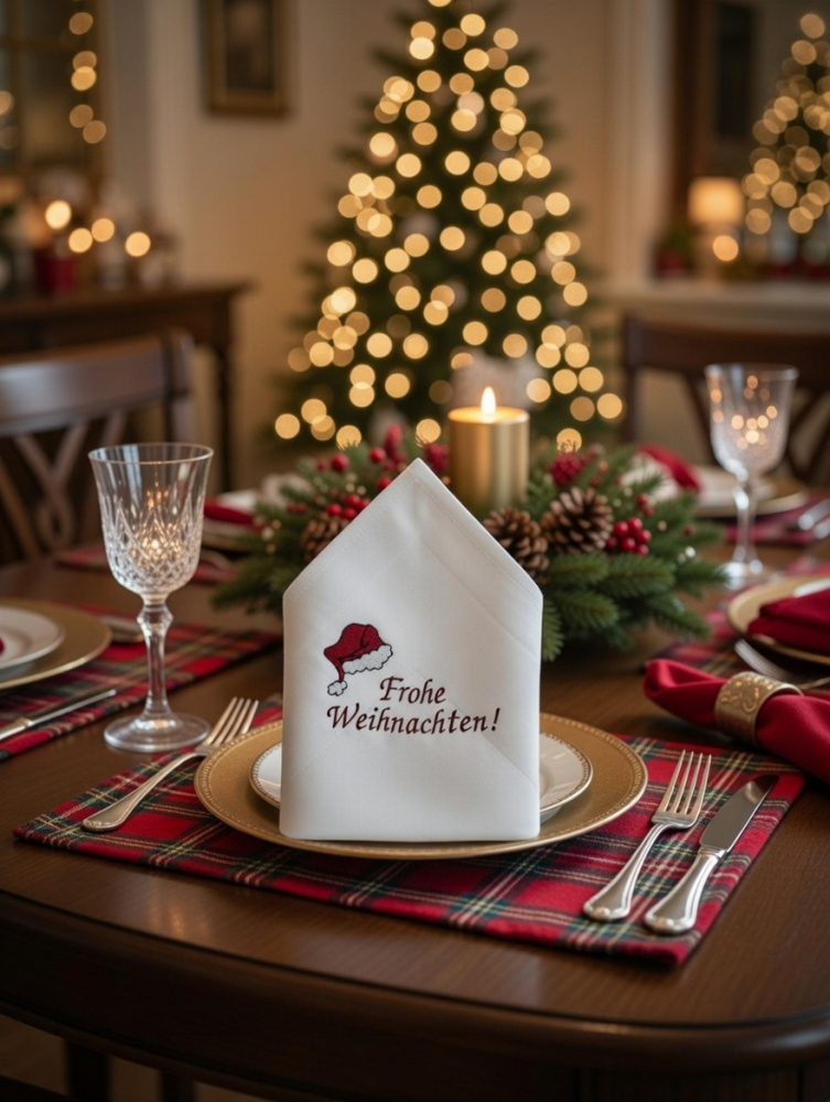 Weihnachtsstoffservietten Frohe Weihnachten