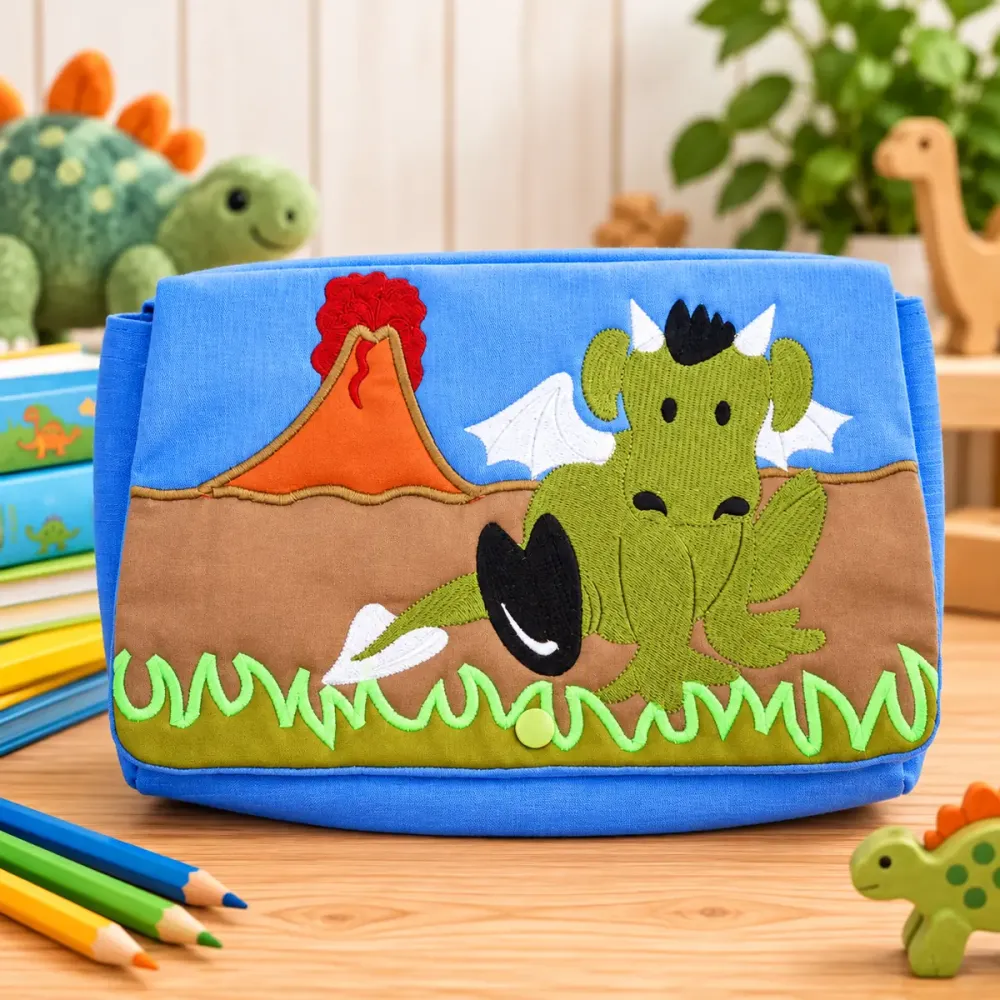 Windeltasche mit Drachenmotiv und Druckknopf