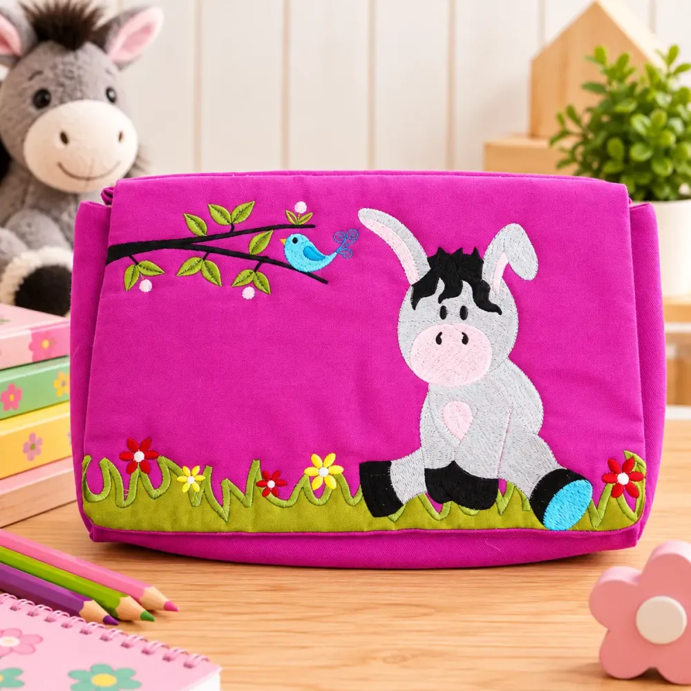 Windeltasche mit Eselmotiv und Klettverschluss