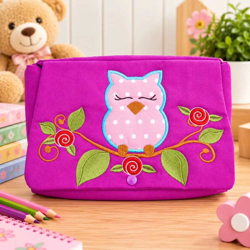 Windeltasche mit Eulenmotiv und Druckknopf