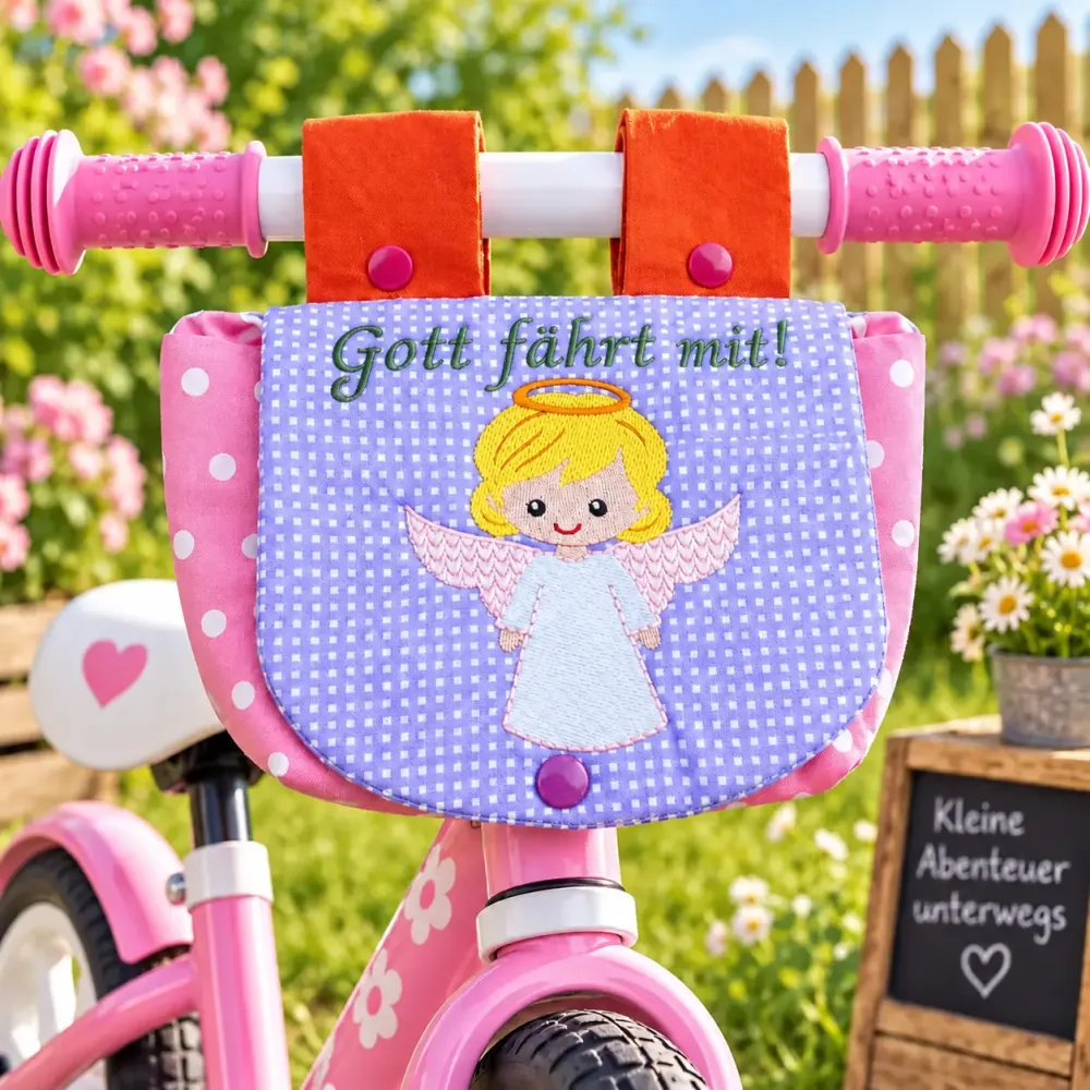 Lenkertasche Engel Gott fährt mit für Kinderfahrrad und Laufrad