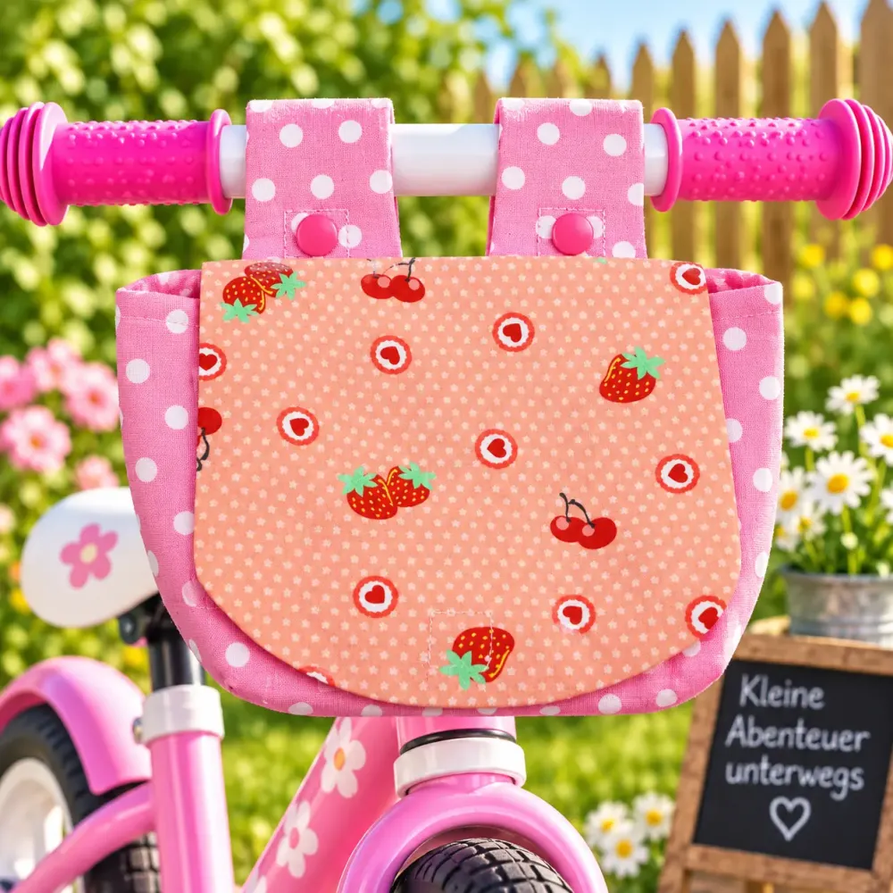 Lenkertasche Erdbeere für Kinderfahrrad Laufrad und Roller