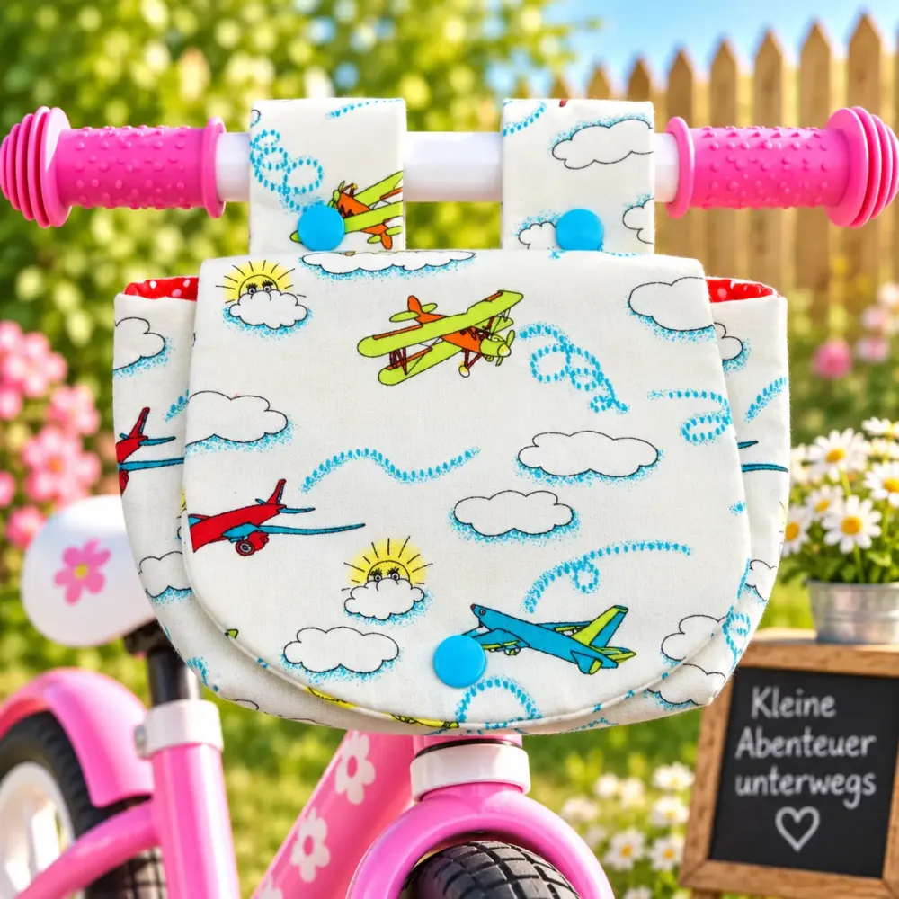 Lenkertasche Flugzeug für Kinderfahrrad Laufrad und Roller