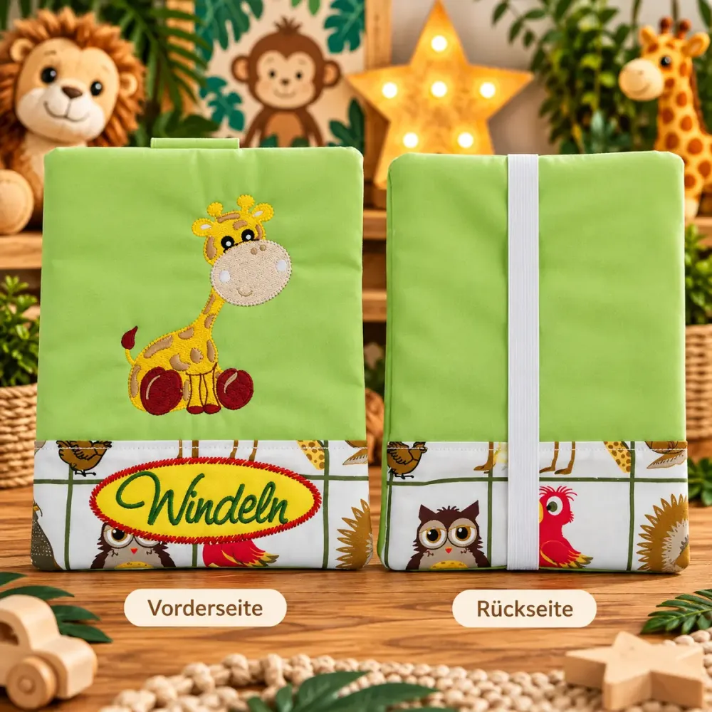 Windeltasche mit Giraffenmotiv und Gummiband
