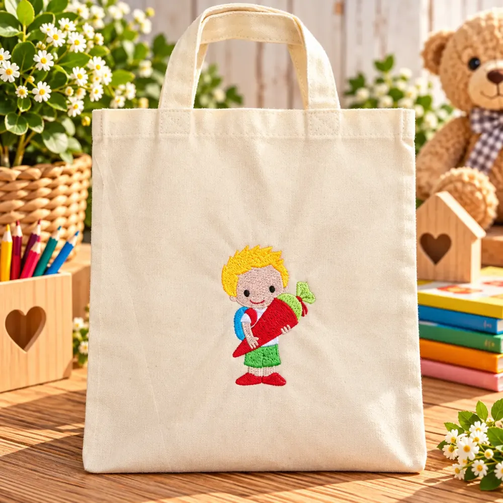 Bestickte Freundebuch-Tasche für Jungen aus Baumwolle