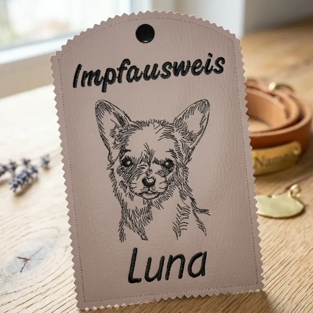 Impfausweishülle Chihuahua mit Wunschname individuell bestickt