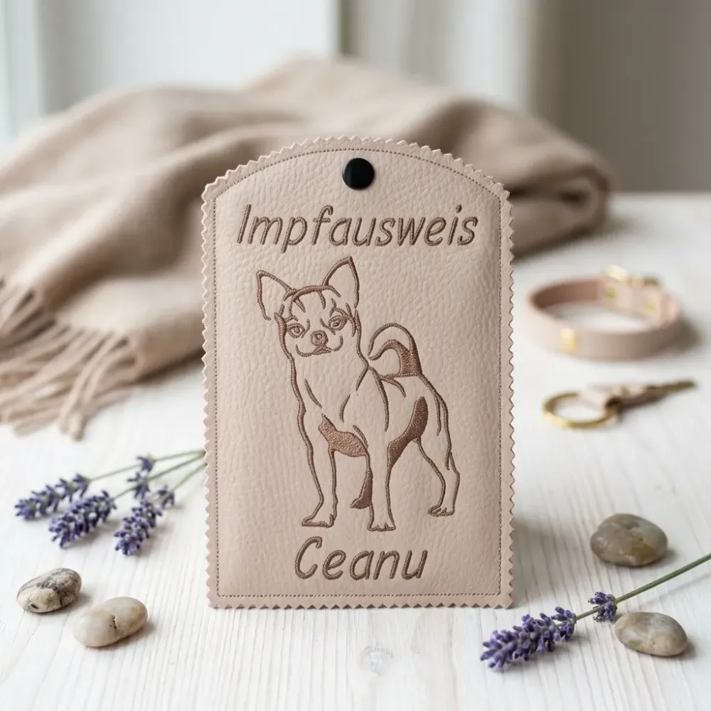 Impfausweishülle Chihuahua mit Wunschname bestickt