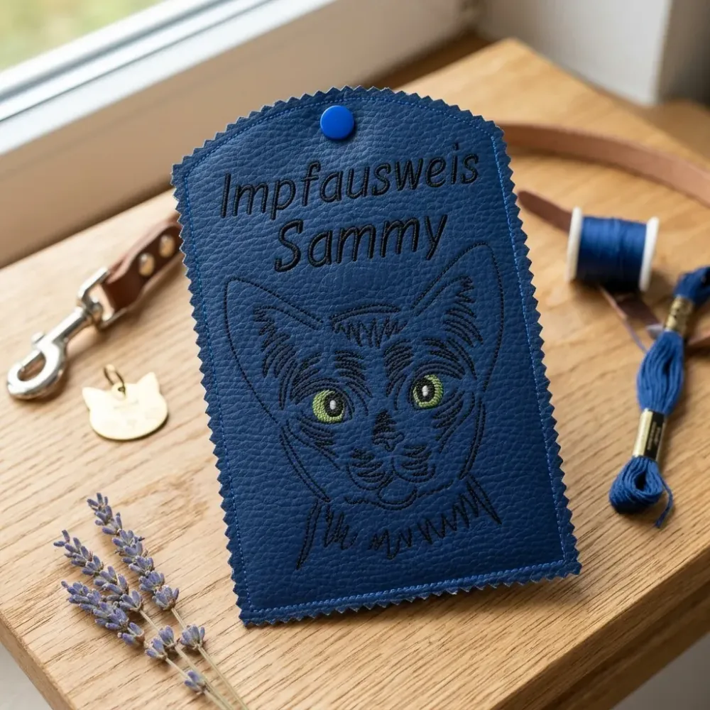 Impfausweishülle Abessinier Katze Abyssinian mit Wunschname bestickt