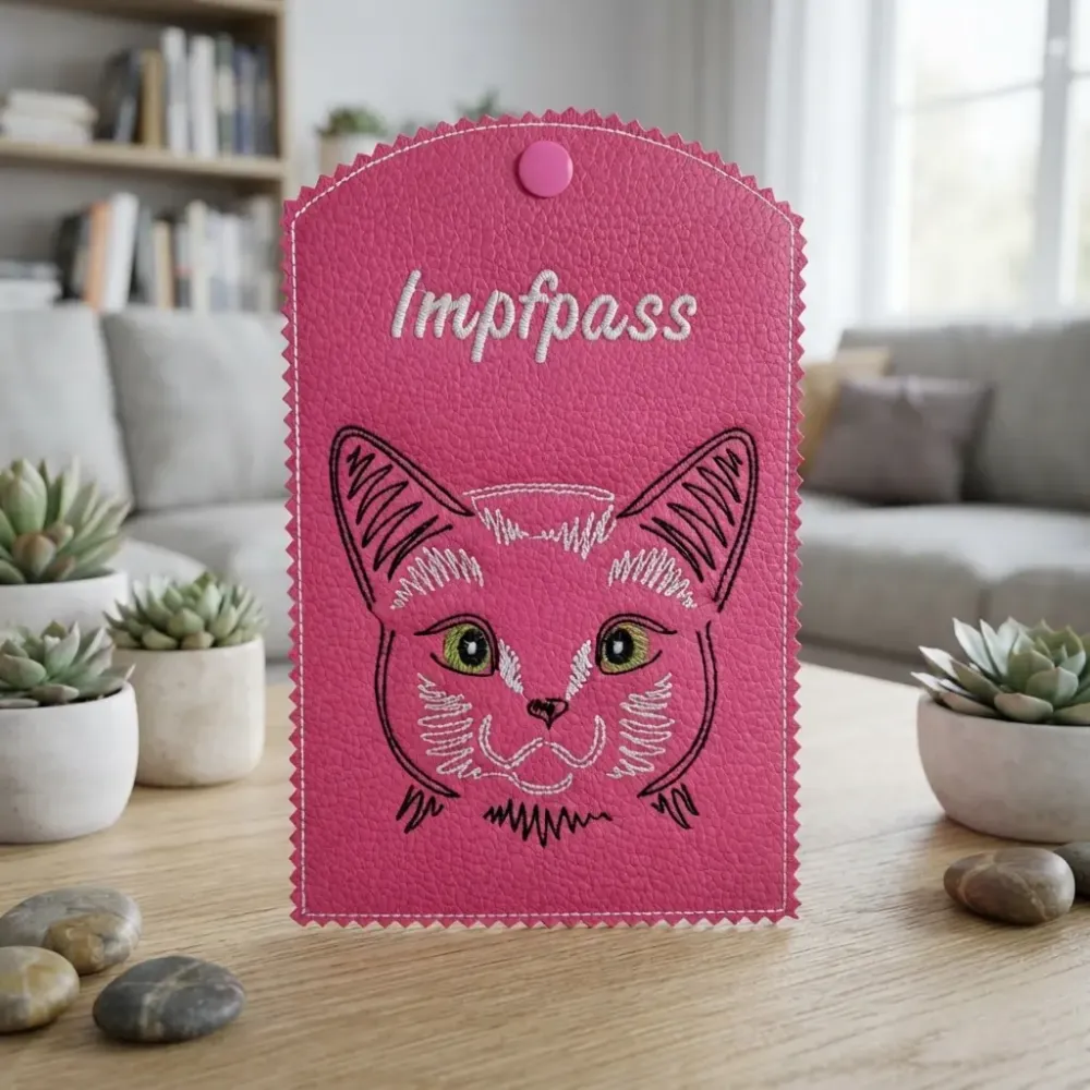 Impfausweishülle Katze Nebelung fertig bestickt