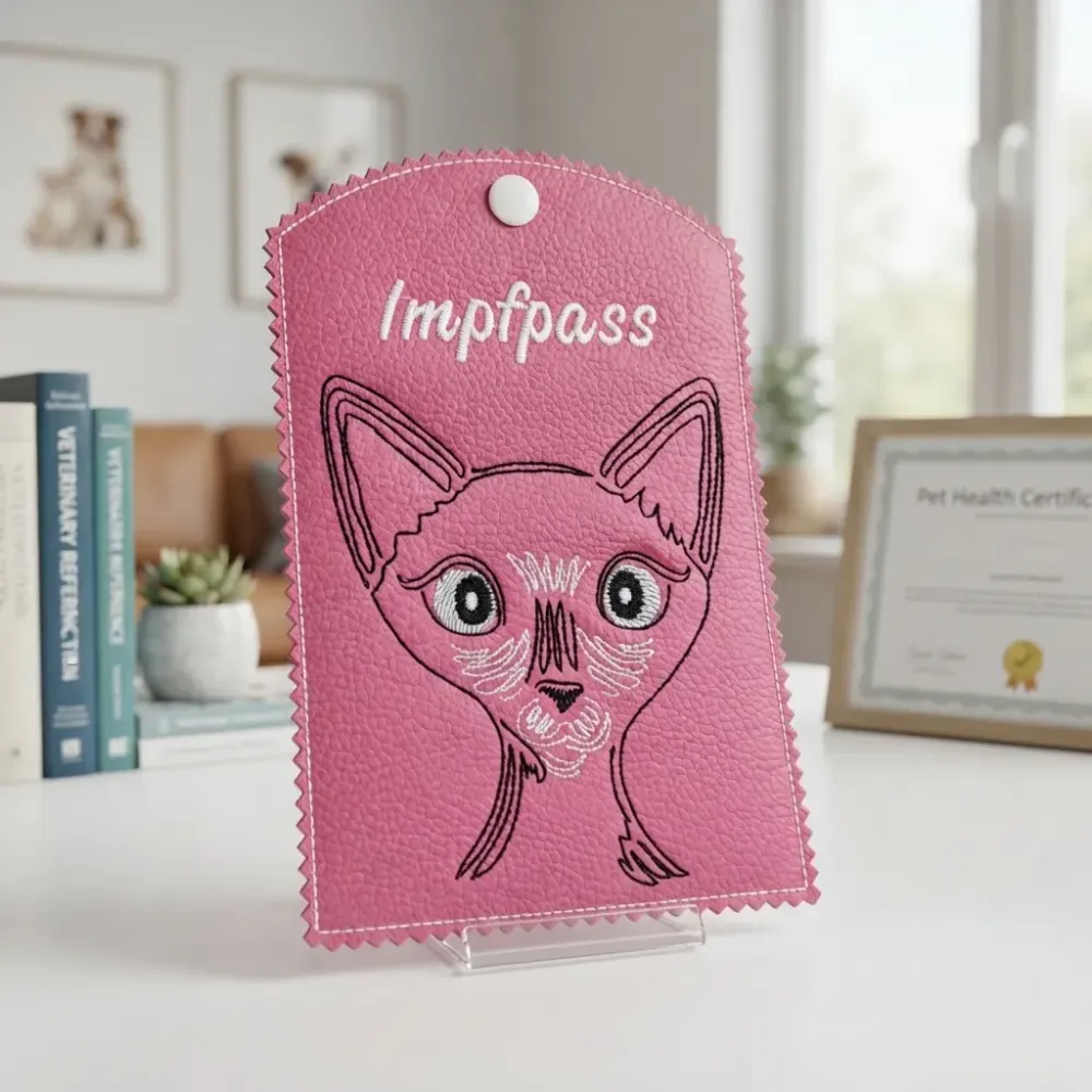 Impfausweishülle Katze  fertig bestickt