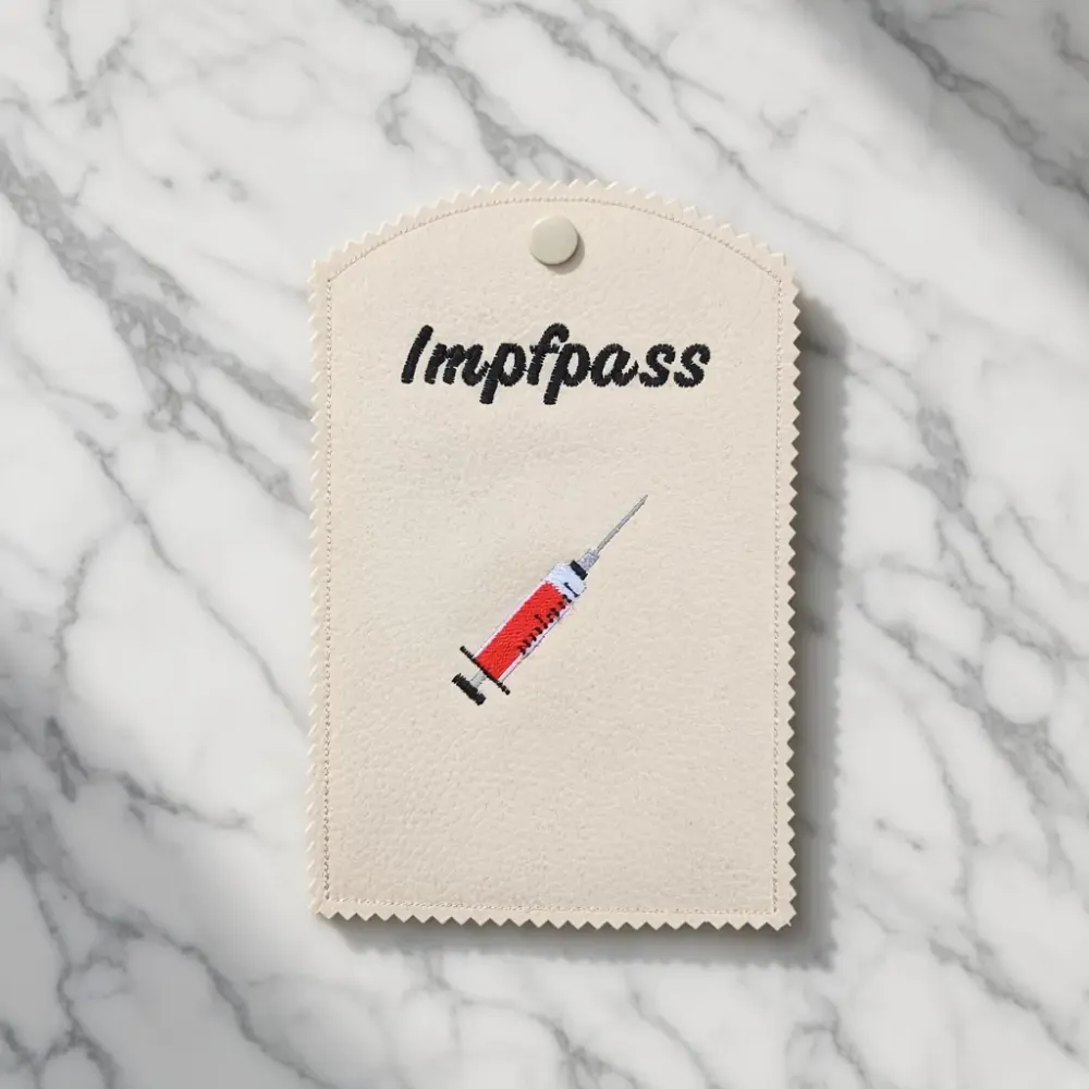 Sand beige Impfausweishülle mit Druckknopf für Impfpass und Dokumente