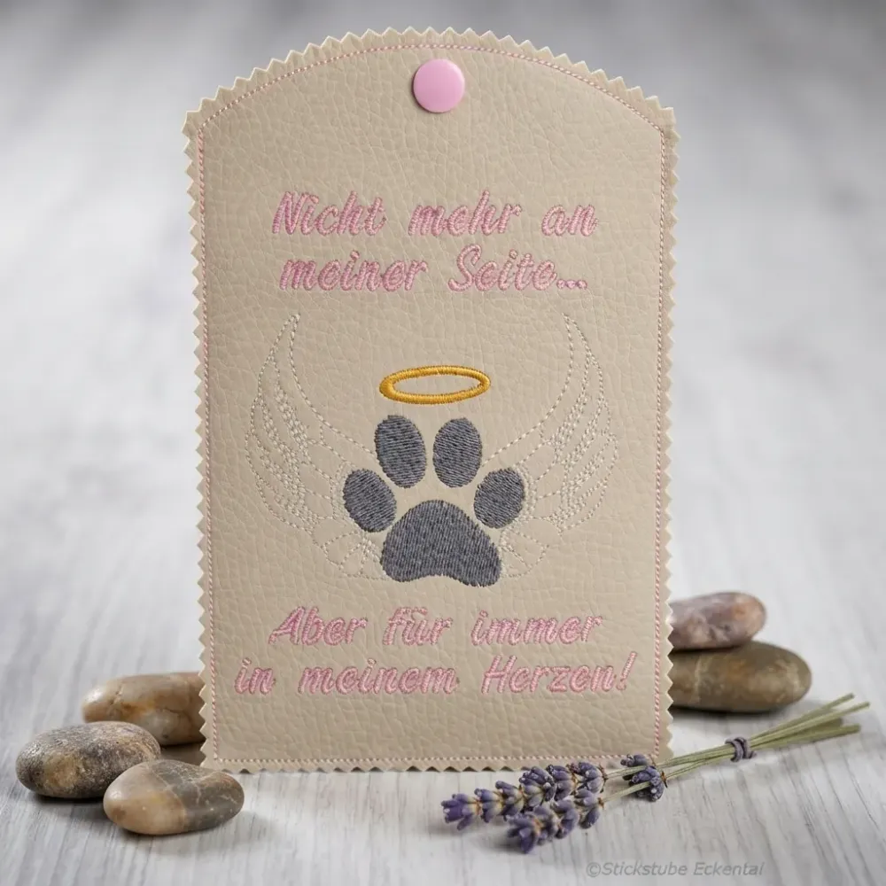Beige Heimtierausweis-Hülle für Hund und Katze fertig bestickt
