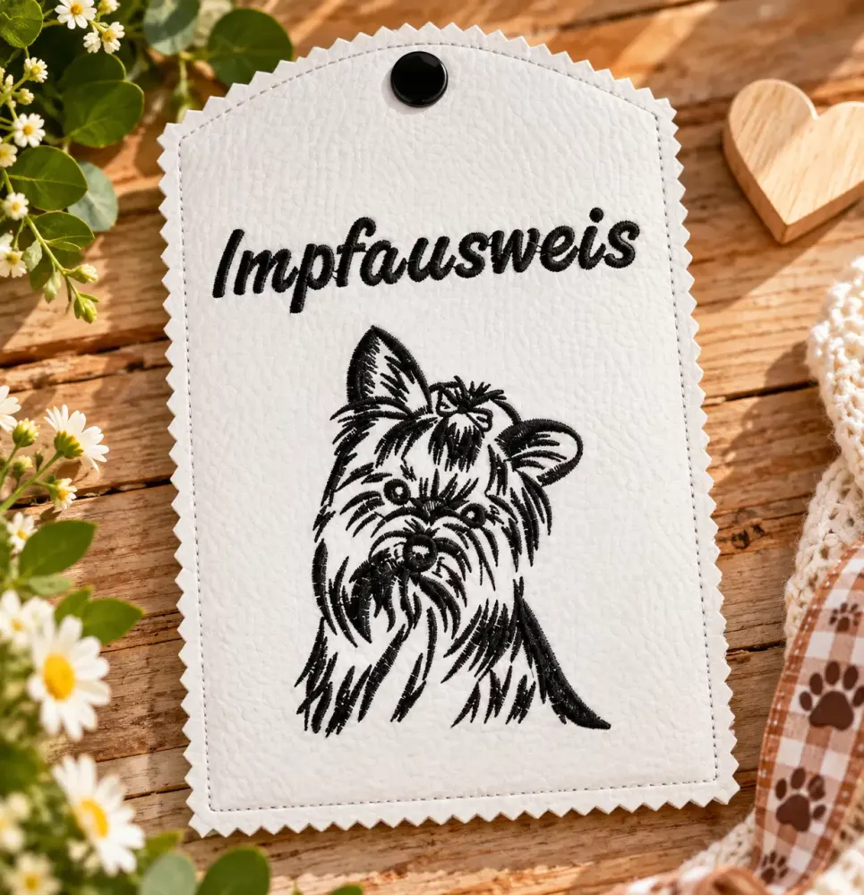 Impfausweishülle Yorkshire Terrier fertig bestickt