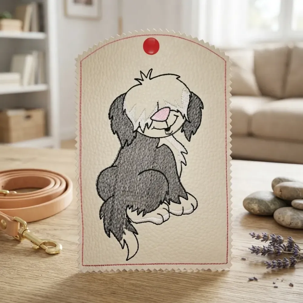 Beige Impfausweishülle für Hund fertig bestickt