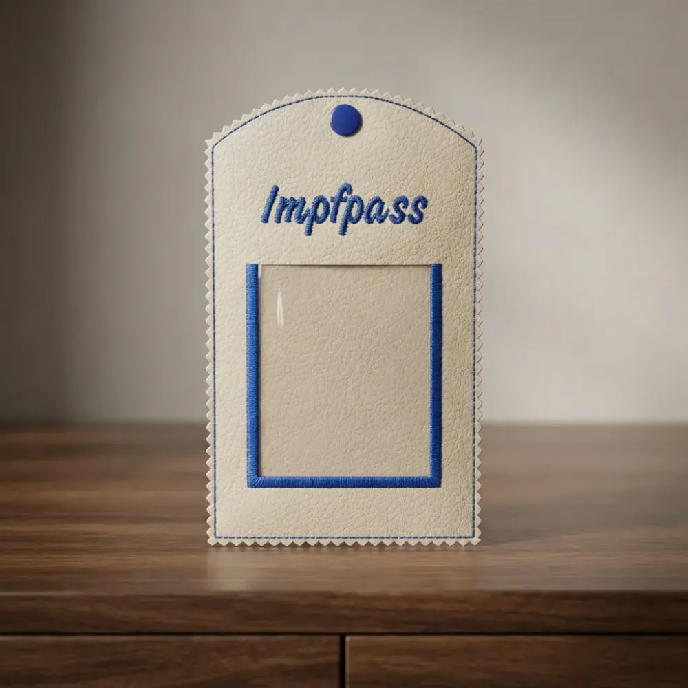 Impfpass mit bestickter Tasche