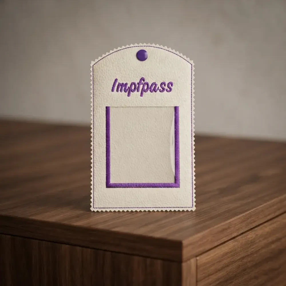 Impfpass mit bestickter Tasche