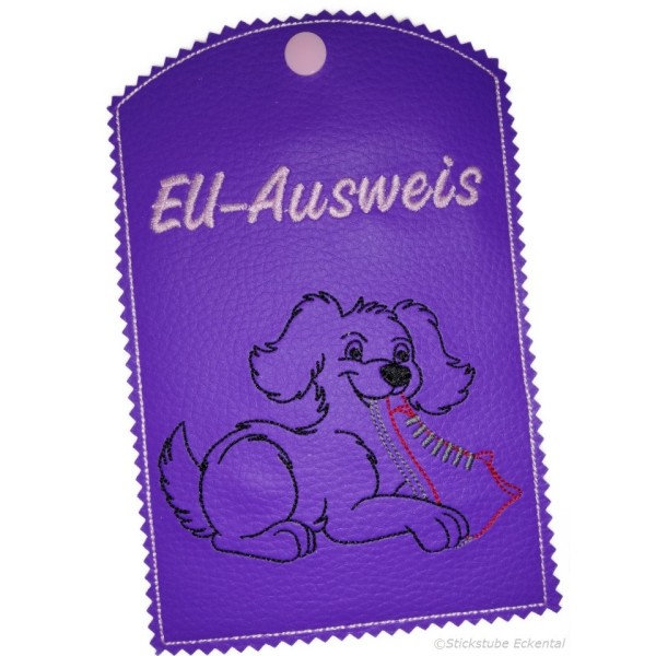 Ausweishülle mit Wort EU-Ausweis bestick