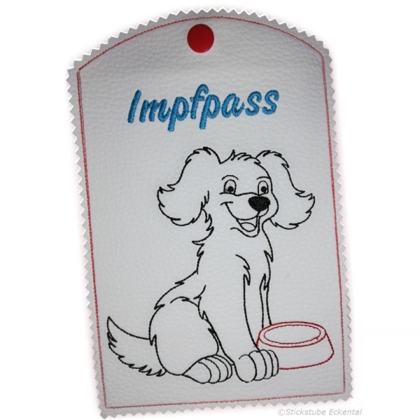 Ausweishülle mit Wort Impfpass bestick