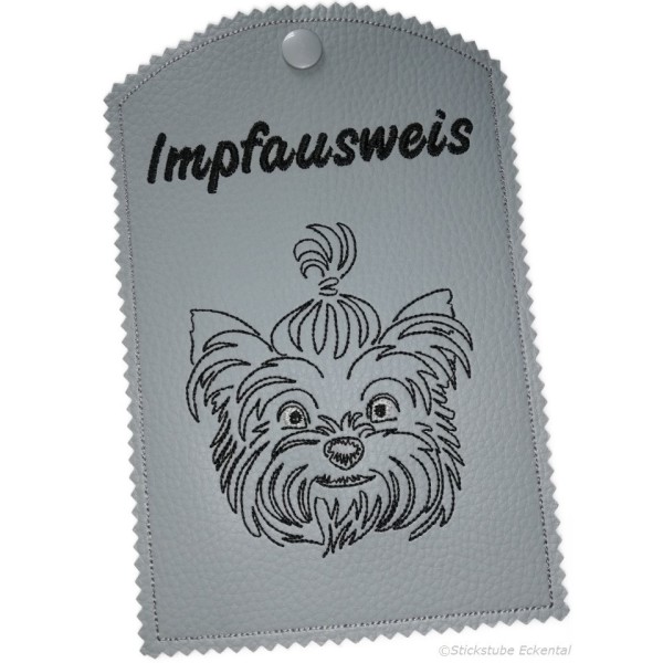 Ausweishülle mit Wort Impfausweis bestick