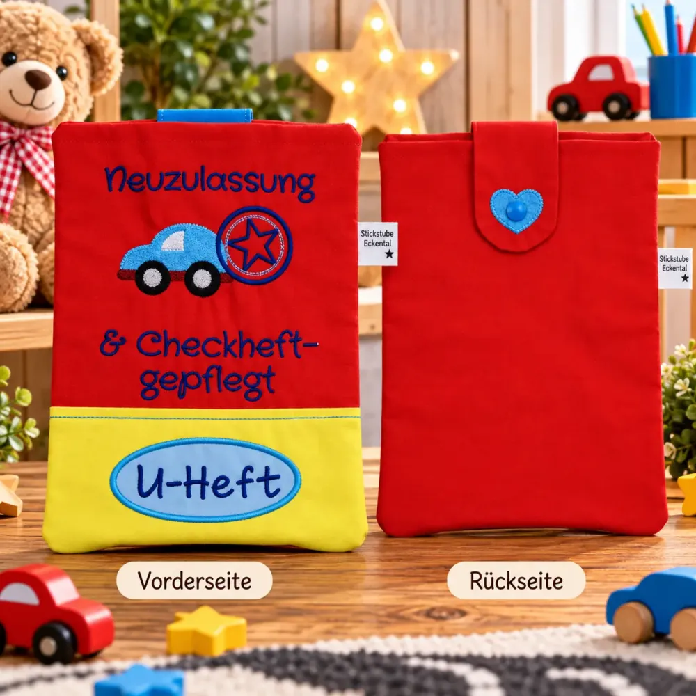U-Heft Tasche Auto ohne Name aus Baumwolle