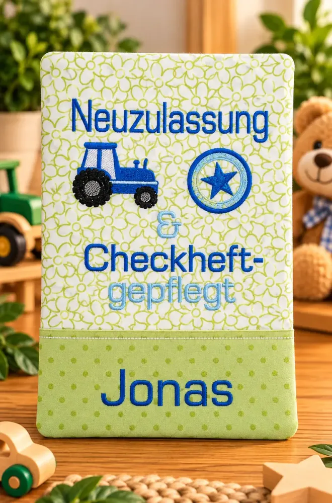 U-Heft Tasche mit besticktem Namen Jonas aus Baumwolle